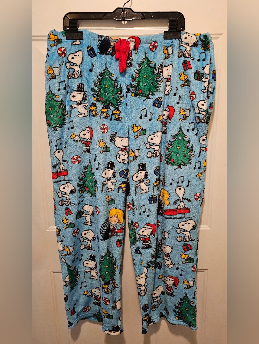 Peanuts Snoopy Jingle All the Way Plush Holiday Pajama Bottoms XL